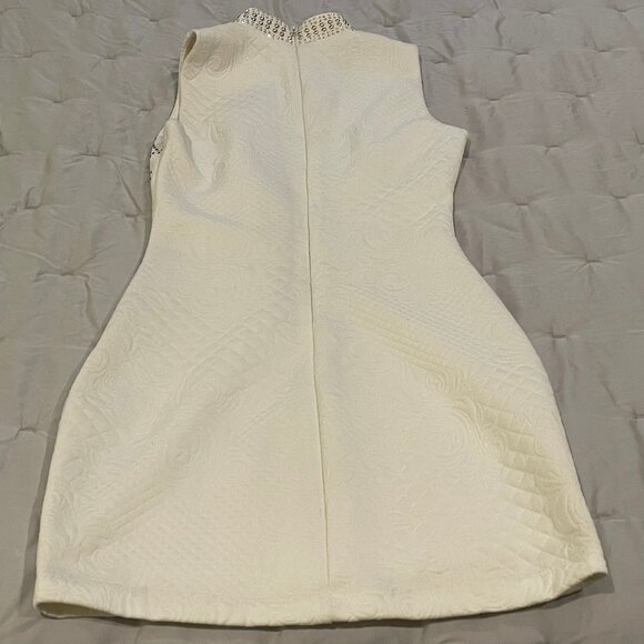 Perfect for the Holidays!! Bebe White Sleeveless High Neck Dress - Picture 2 of 3